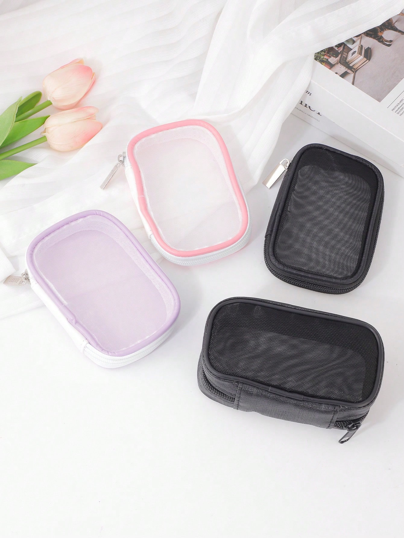 Cable Organizer Bag - 1/2 adet Mini şeffaf ağ bozuk