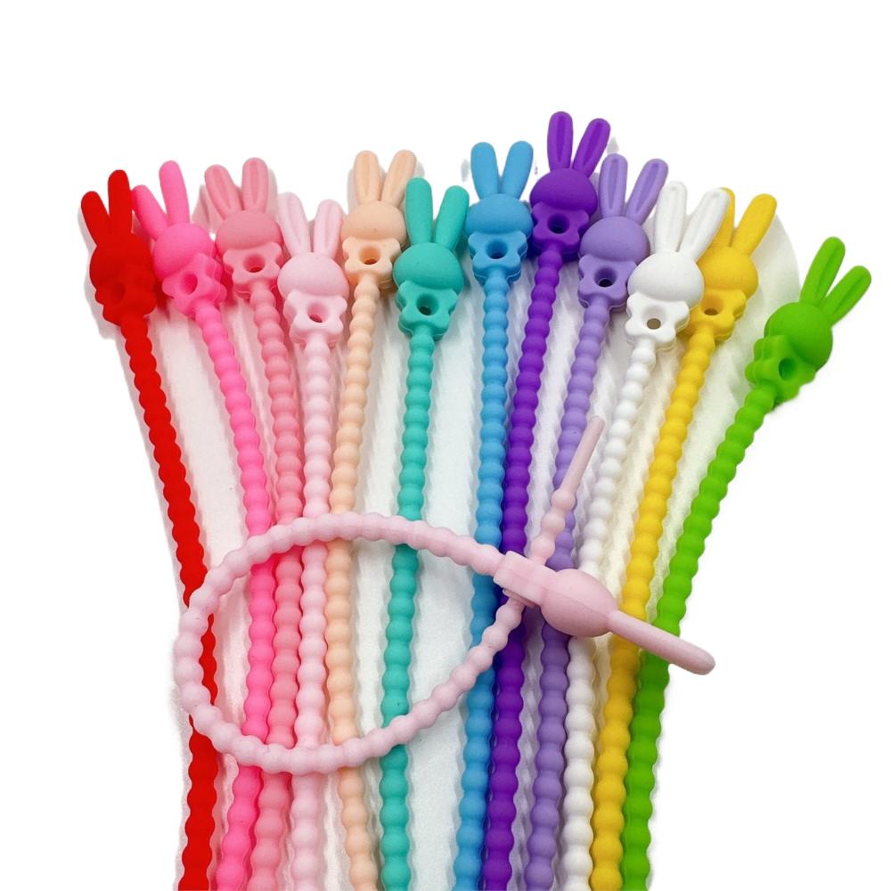 Cable Organizer Bag - 10 adet çiçek yıldız silikon kablo
