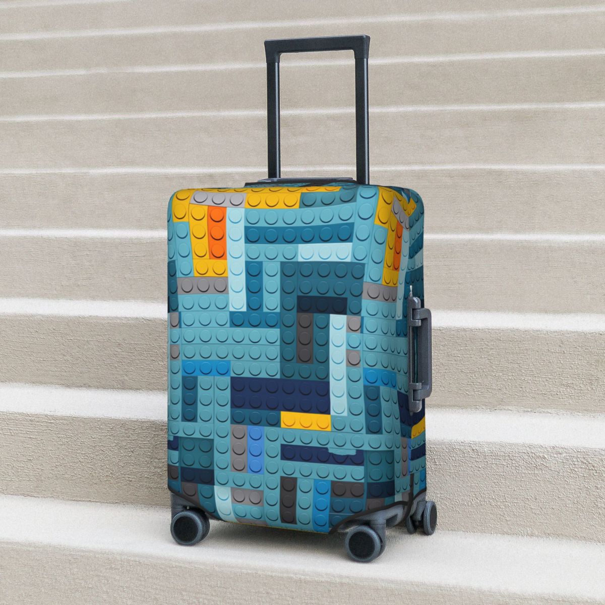Tech Accessories Travel Case - Blue Tech Pixel Yapı Taşları Doku